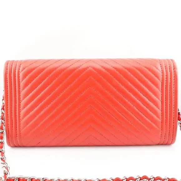 CHANEL Lambskin Chevron Boy Long Flap Wallet on Adjustable Chain - Picture 4 of 8